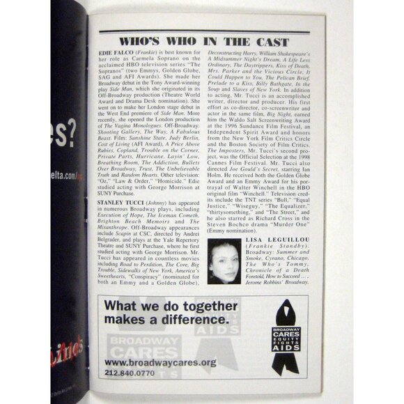 Frankie and Johnny Clair de Lune Playbill October 2002 Eddie Falco Stanley Tucci - Picture 7 of 8